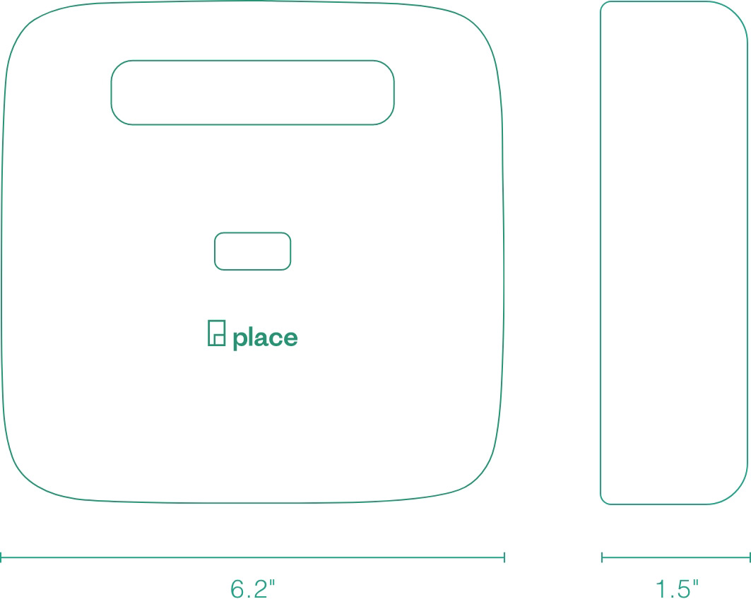 Any Place is 6.2 inches wide and 1.5 inches deep